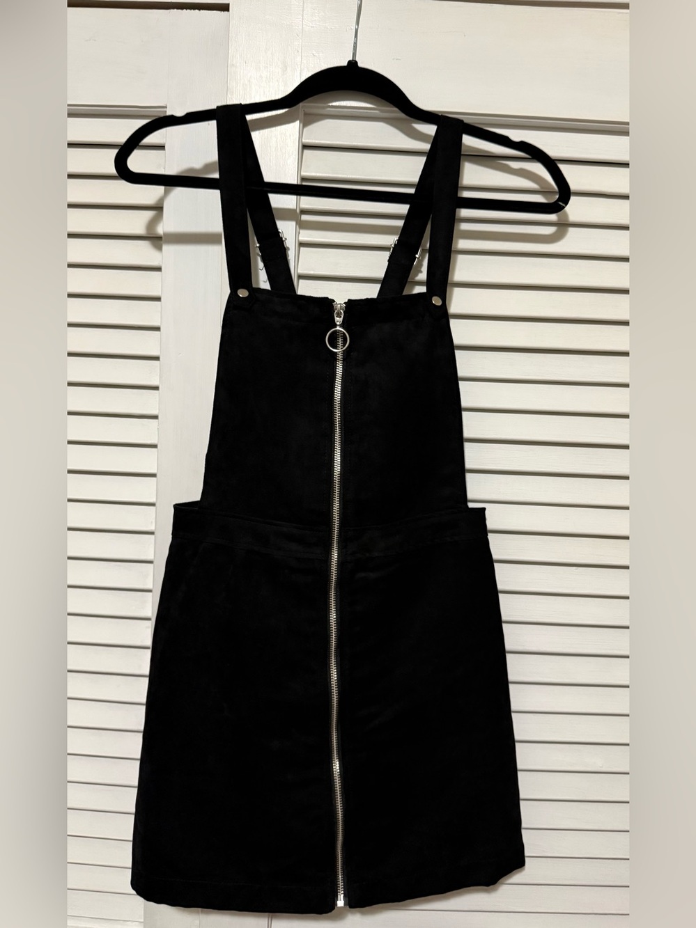 H&M Black Zip-Front Pinafore Mini Dress